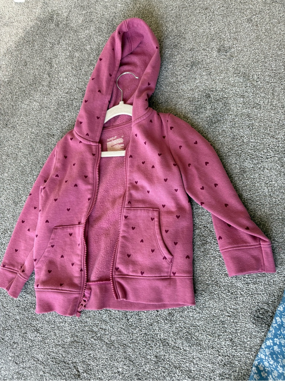 Cat & Jack Girls' Hooded Zip Sweatshirt in Mauve with Heart Print